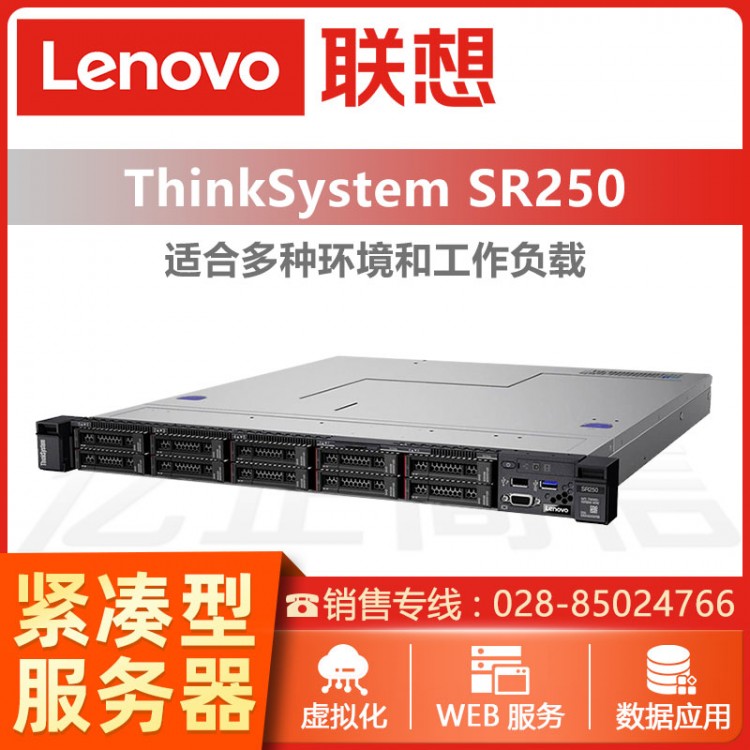 聯(lián)想（ThinkSystem）SR250 1U機架式服務器主機 聯(lián)想管家婆服務器 聯(lián)想用友服務器 聯(lián)想服務器成都授權代理商